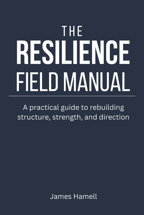 Book cover for The Resilience Field Manual by James Hamell, a practical guide to rebuilding structure, strength, and direction
